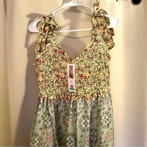 Floral Smocked Dress with Bow Straps